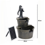Solar Powered 2-tier Barrel Water Fountain