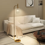 Modern Floor Lamp With Glass Lampshade, Foot Switch For Living Room | Gold