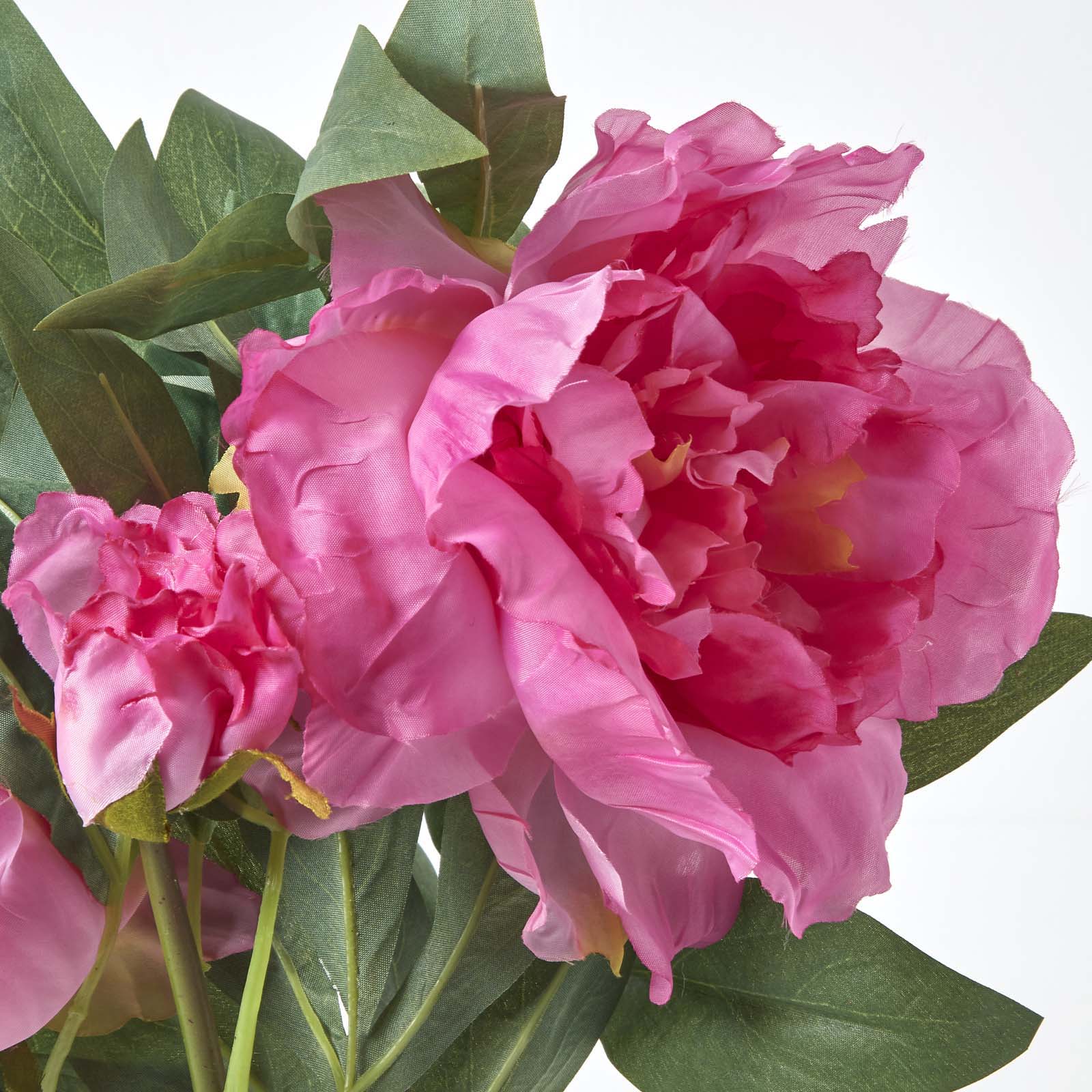 Artificial Peonies In Decorative Pot, 48 Cm Tall | Pink