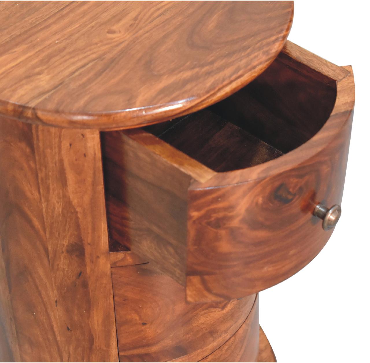 Artisan Furniture Solid Mango Wood 3 Drawer Chestnut Sheesham Drum