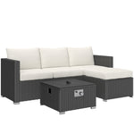 5 Piece Rattan Set With Gas Fire Pit | Black