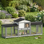 PawHut Rabbit Hutch, Guinea Pig Hutch, 2-tier Bunny House W/ Run