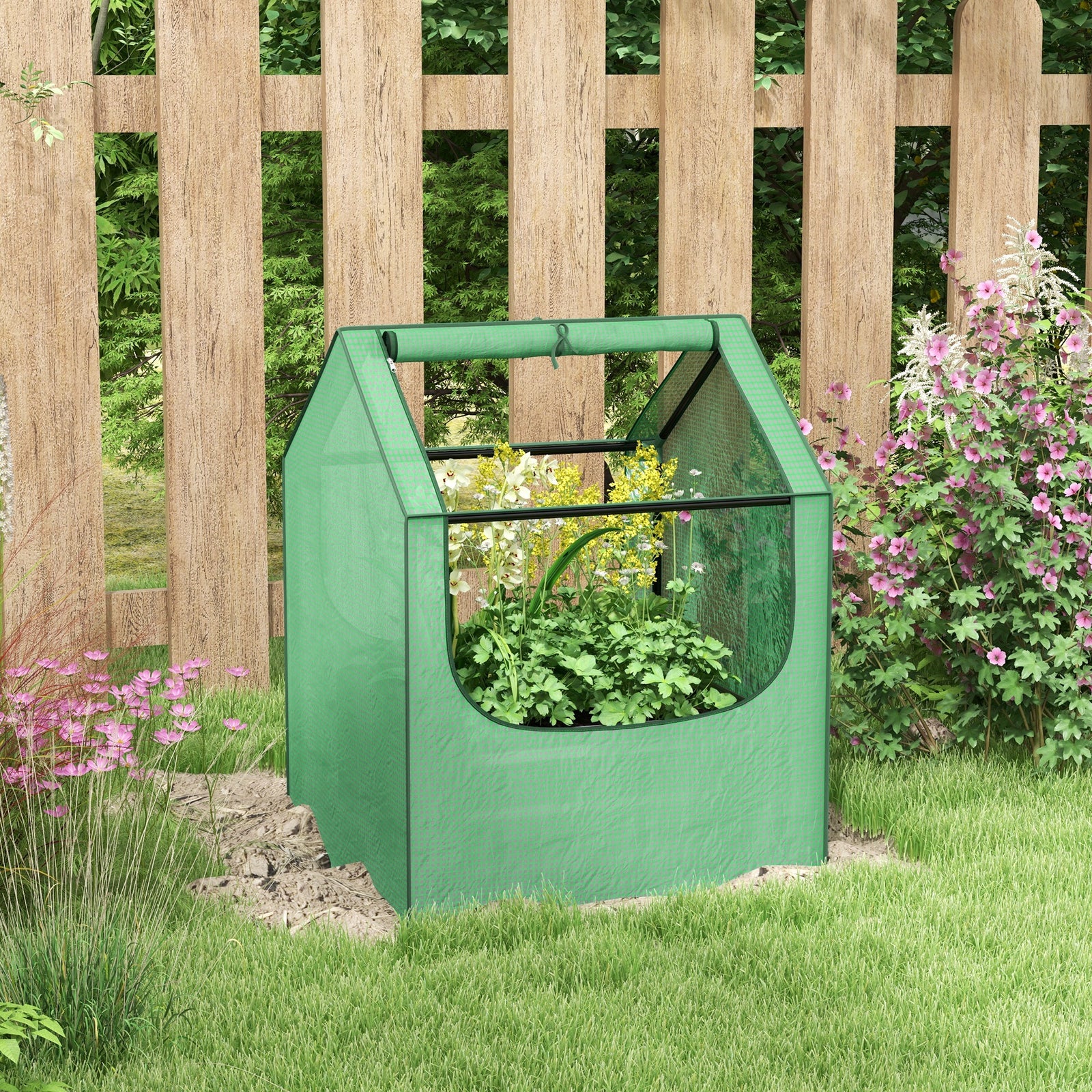 Raised Garden Bed Planter Box With Greenhouse | Green