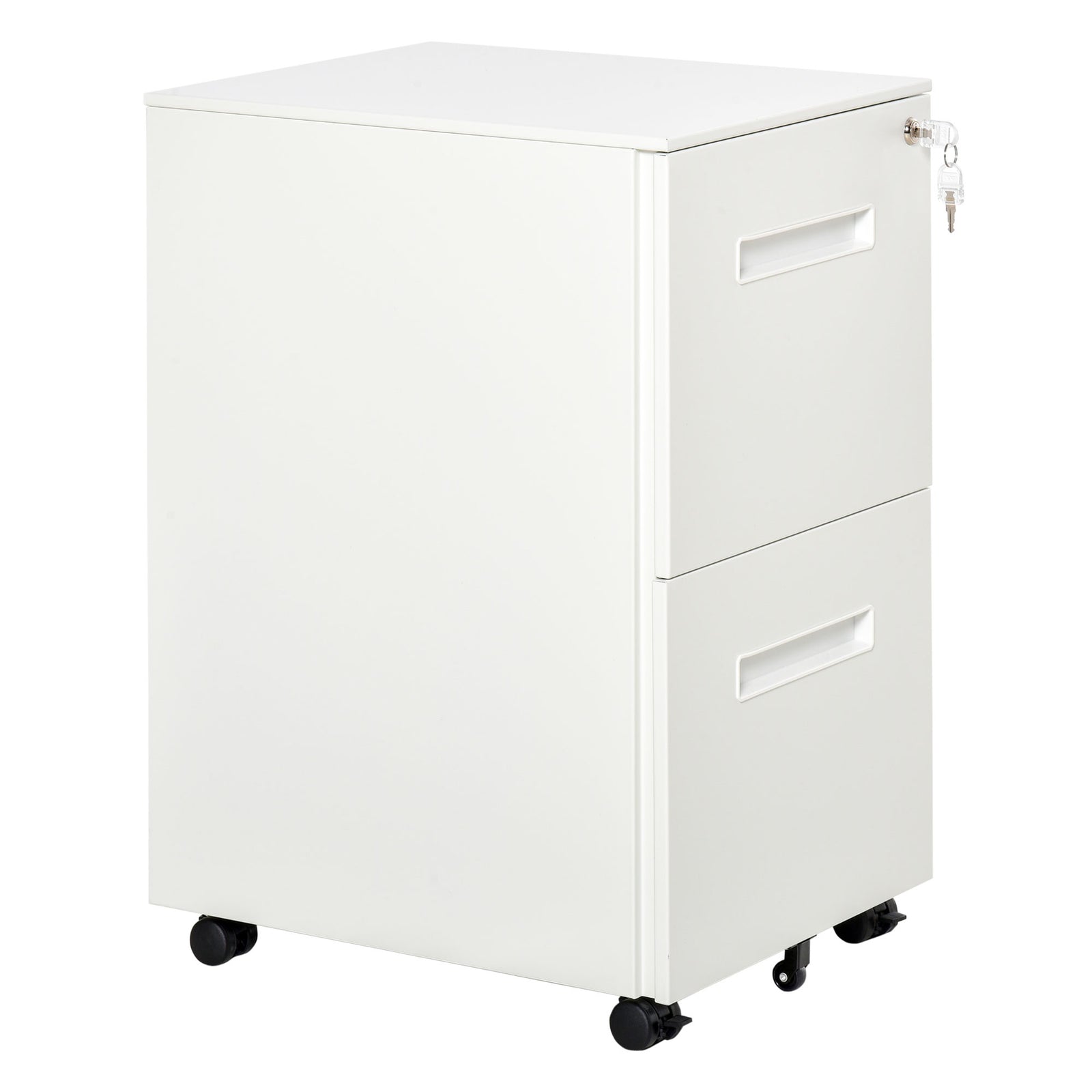 Mobile Lockable File Cabinet With Hanging File Folder | One Size | White