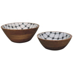 Artisan Furniture Solid Wood 2x Lacquered Flower Bowl Set
