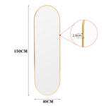 40x150cm Modern Oval Metal Full Length Wall Mirror Gold