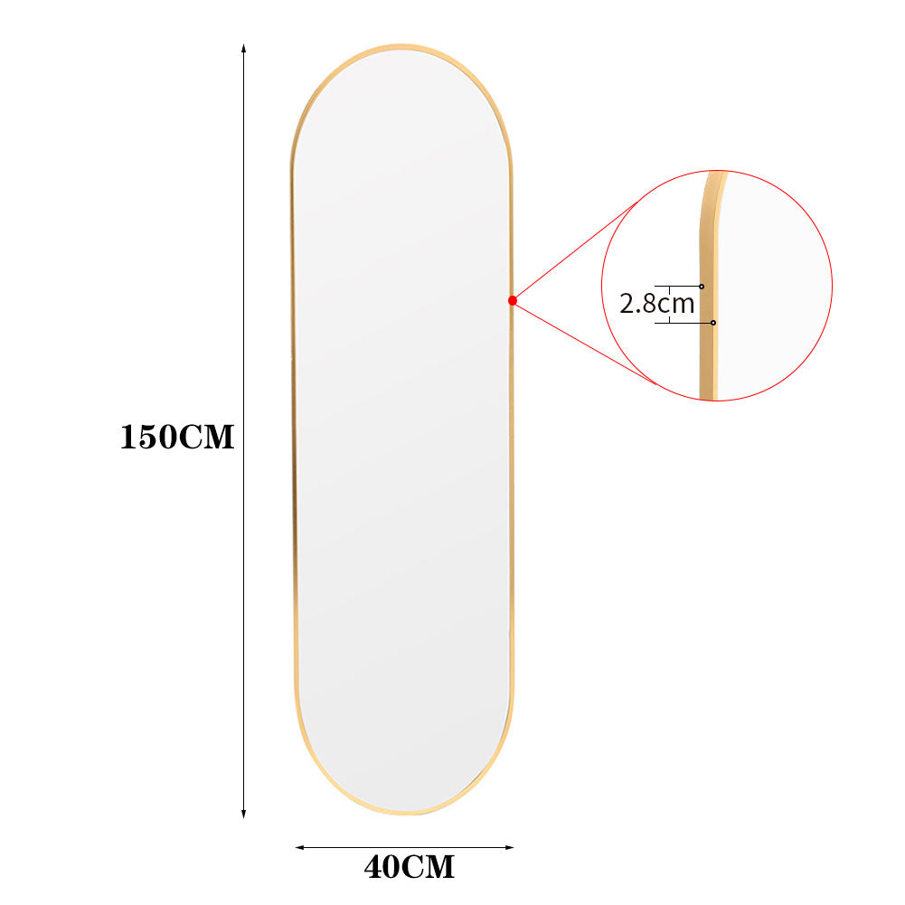 40x150cm Modern Oval Metal Full Length Wall Mirror Gold