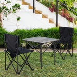 Set Of 3 Portable Folding Camping Table And Chair Set – Lightweight And Compact Outdoor Furniture | Set-of-3 | Black