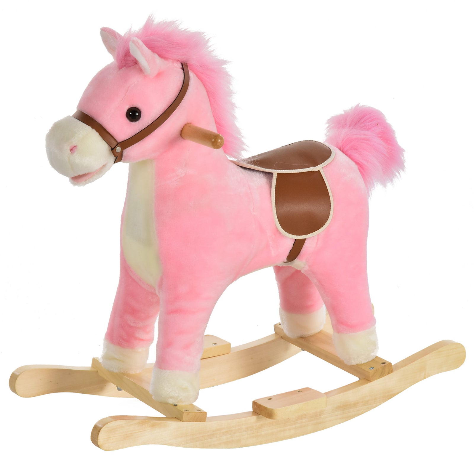 Kids Plush Rocking Horse W/ Moving Mouth Tail Sounds 18-36 Months | Pink