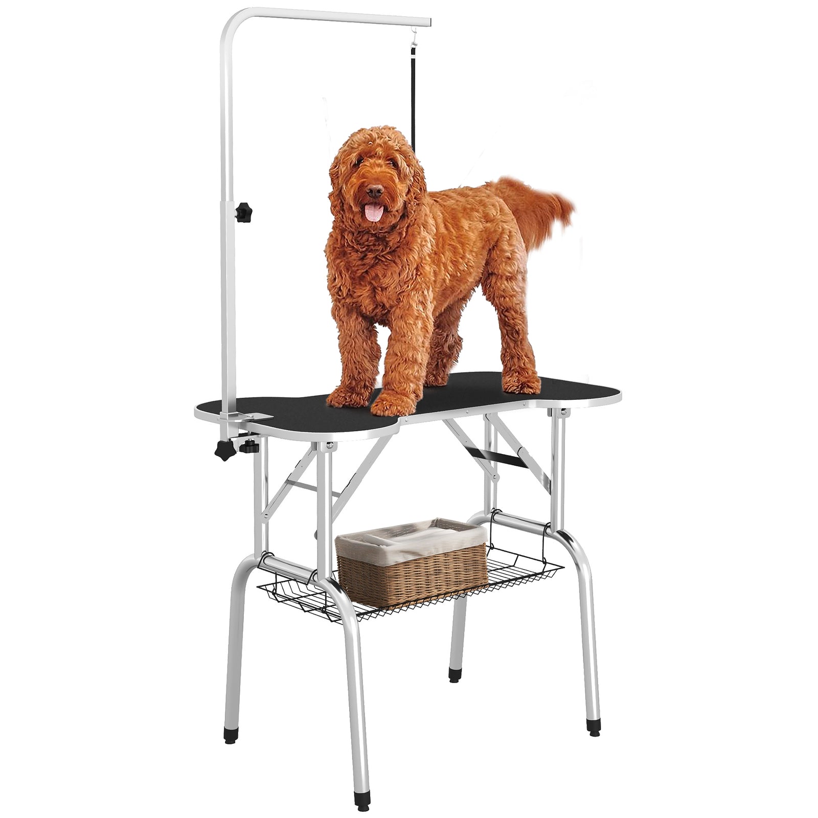 Pet Foldable Grooming Table W/ Adjustable Arm Non-slip Tabletop Leash