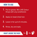 Live Colour Drops Semi-permanent Hair Dye, Fiery Red 3 Pack