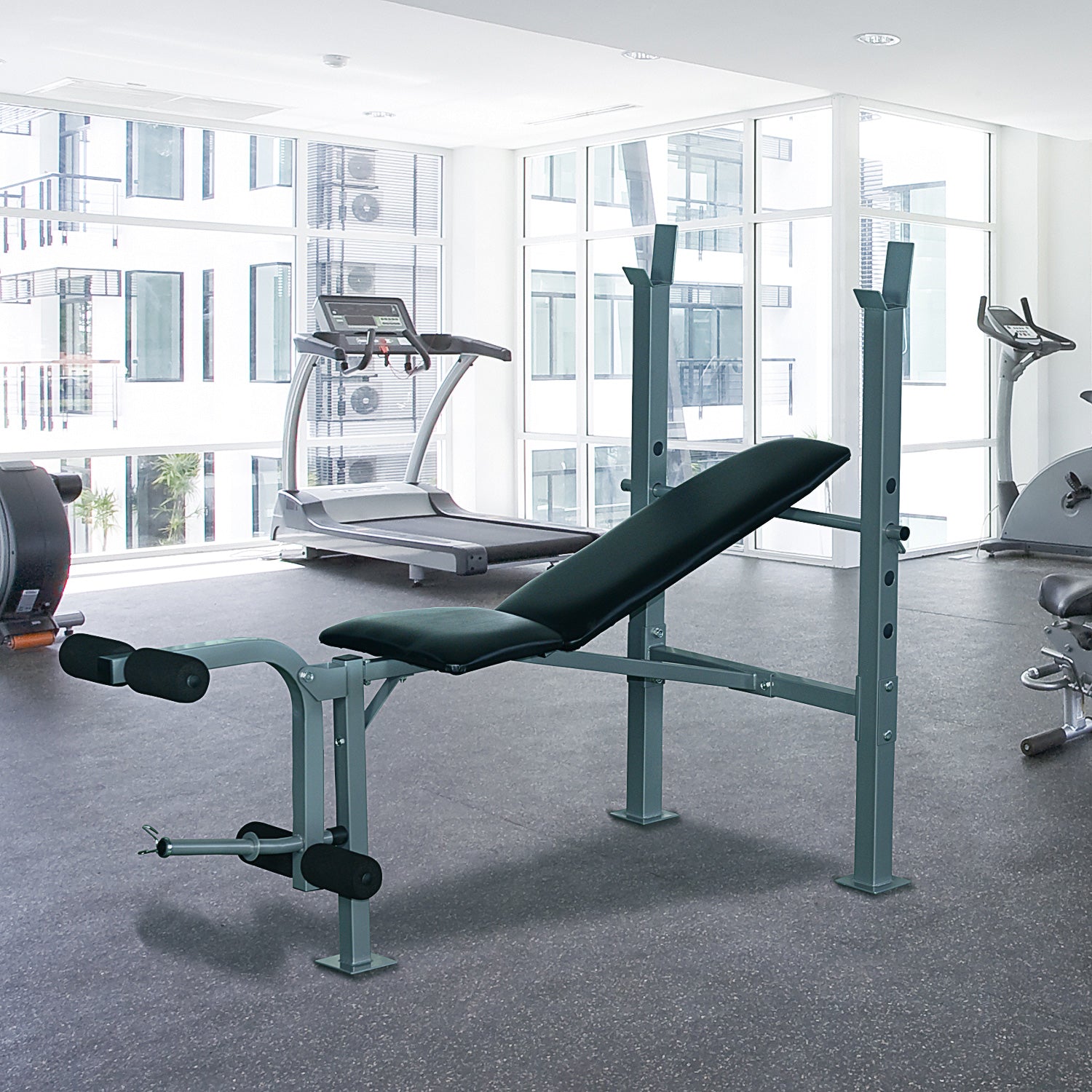 Adjustable Weight Bench With Barbell Stand, Home Gym