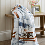 Coastal Fishing Village Fleece Throw | 150cm x 200cm | Multi