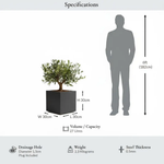 Zinc Galvanised Square Planter | 30cm x 30cm x 30cm | Grey
