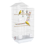 Bird Cage For Budgies, Finches, Canaries W/ Toys, Tray, White | White