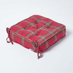 Tartan Check Cotton Dining Chair Booster Cushion | 40cm x 40cm | Red