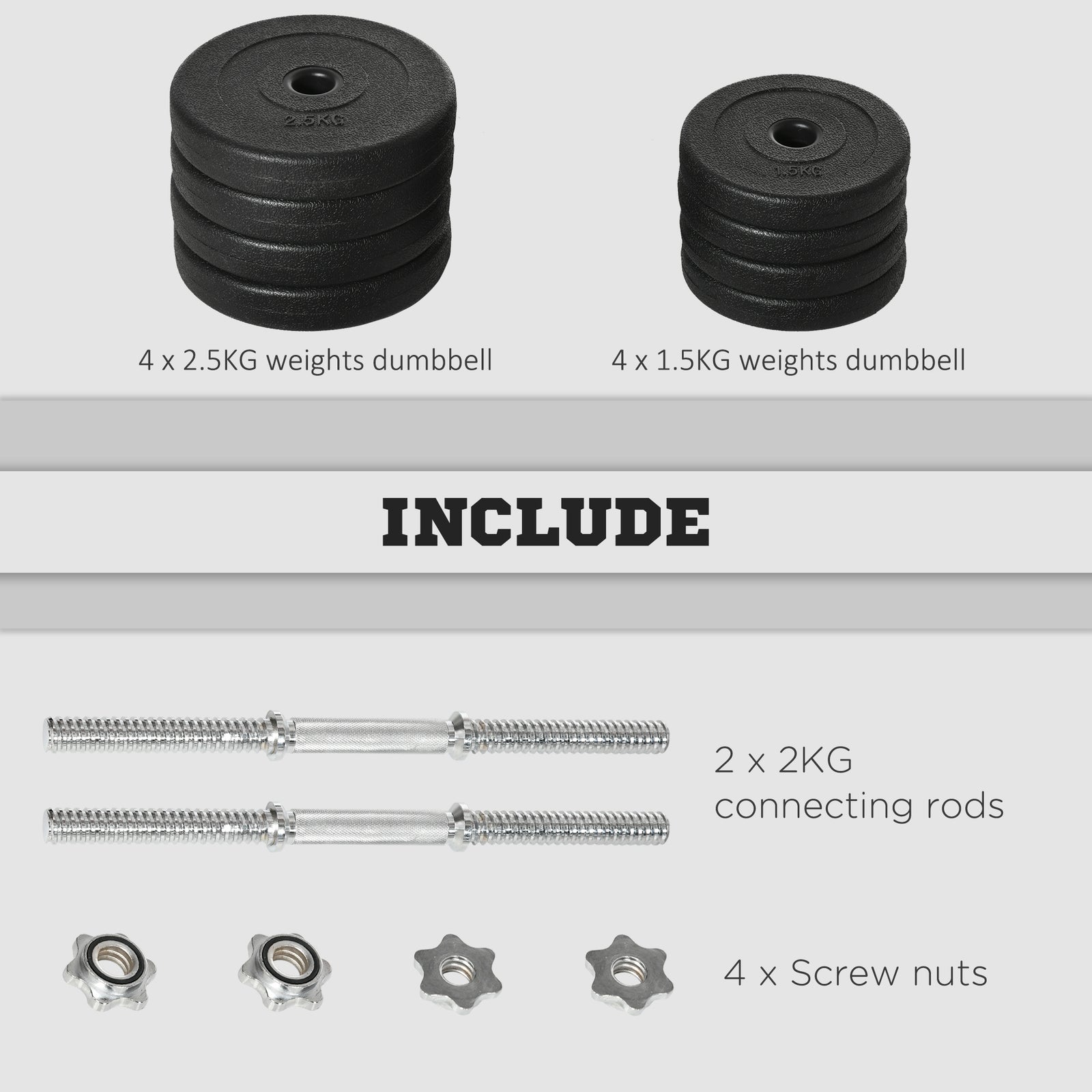 20kg Adjustable Dumbbells Weight Set | Black