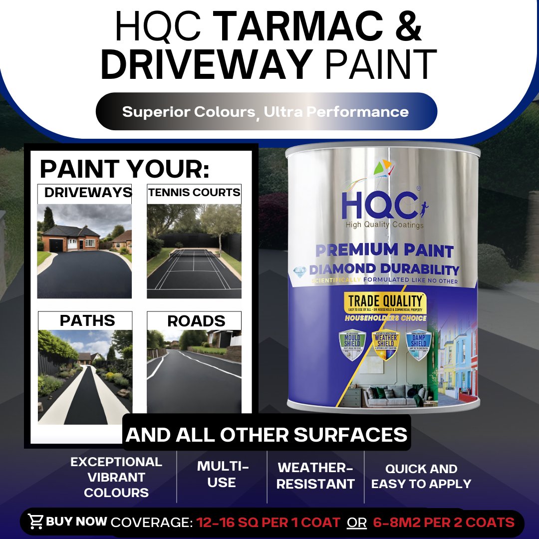 Tarmac Reviver Paint - Restores & Protects Tarmac, Tennis Courts & Driveways | 20l | Black