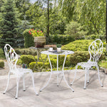 3 Piece Patio Bistro Set, Aluminium Garden Table And Chairs | White