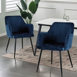 Charlotte Velvet Dining Chairs Set Of 2 - Modern Elegance And Comfort | Blue