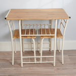 Live Edge Compact Dining Set, Table & 2 Chairs, W80 X D53cm | Buttermilk