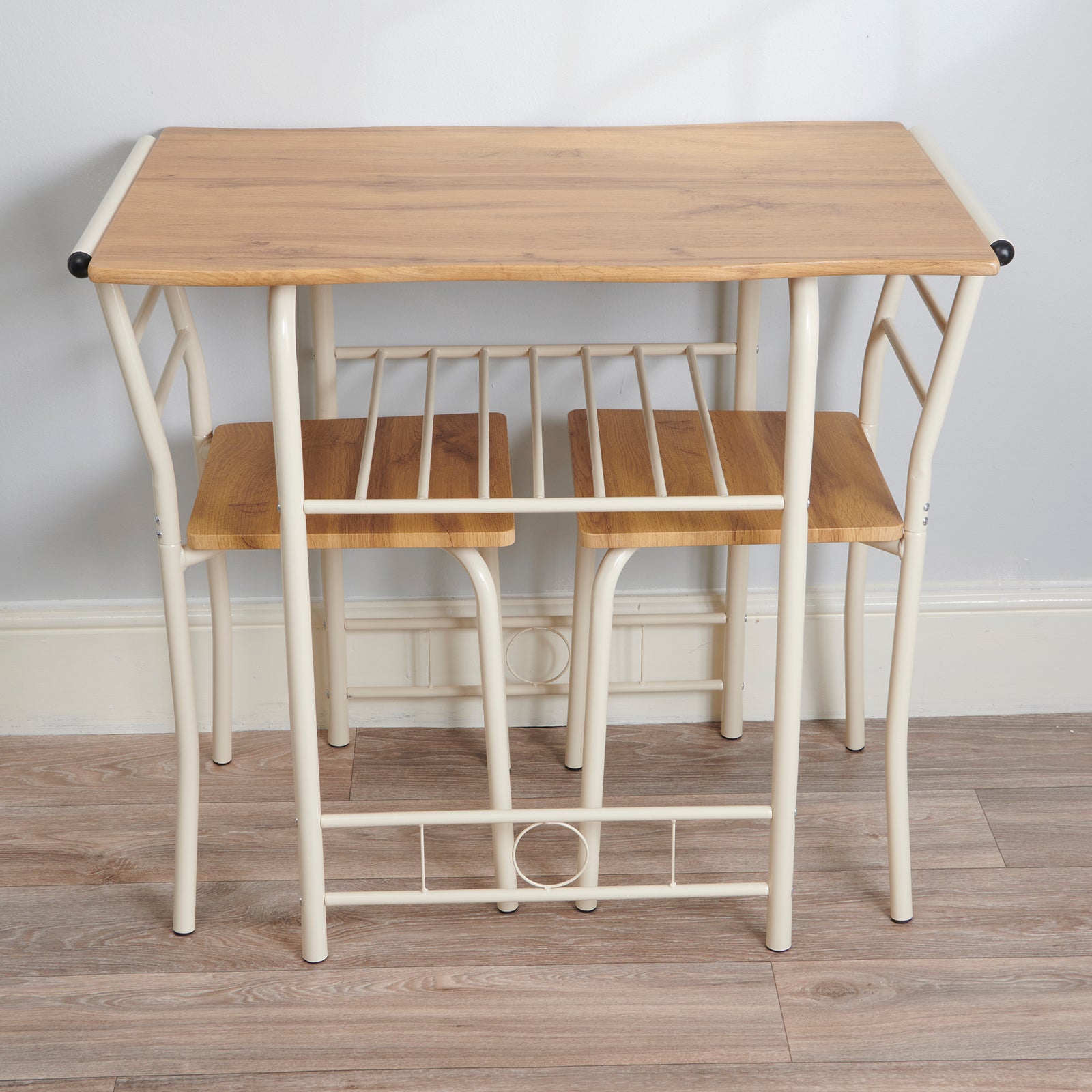 Live Edge Compact Dining Set, Table & 2 Chairs, W80 X D53cm | Buttermilk