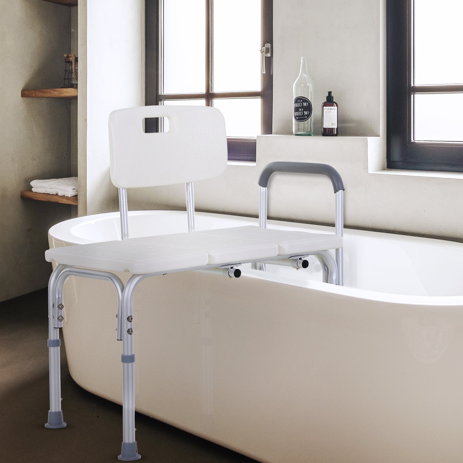 Height Adjustable Shower Chair With Suction Cup Feet
