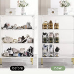 Acrylic Shoe Slot Organiser Adjustable Wardrobe Shoe Stacker Space Saver Rack | Black