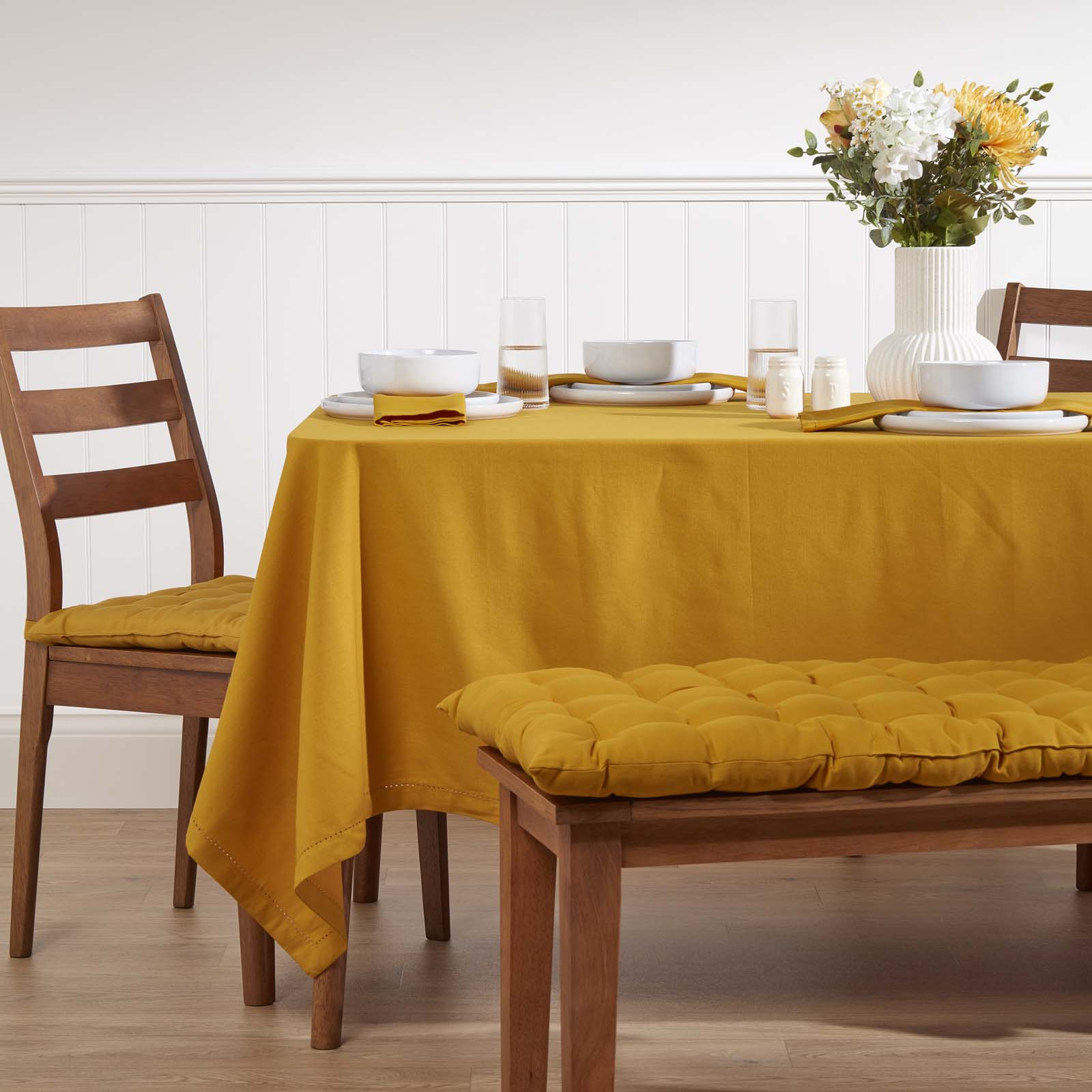 Plain Cotton Fabric 4 Napkins Set | 45cm x 45cm | Mustard