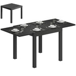 Outsunny Aluminium Extending Garden Table With Faux Wood Slatted Top, Black