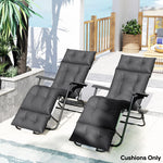 Garden Lounge Chair Cushions Set Of 2, 220gsm Fabric | Dark Gray