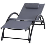 Outsunny Sun Lounger Half Circle Arms Adjustable Head Footrest