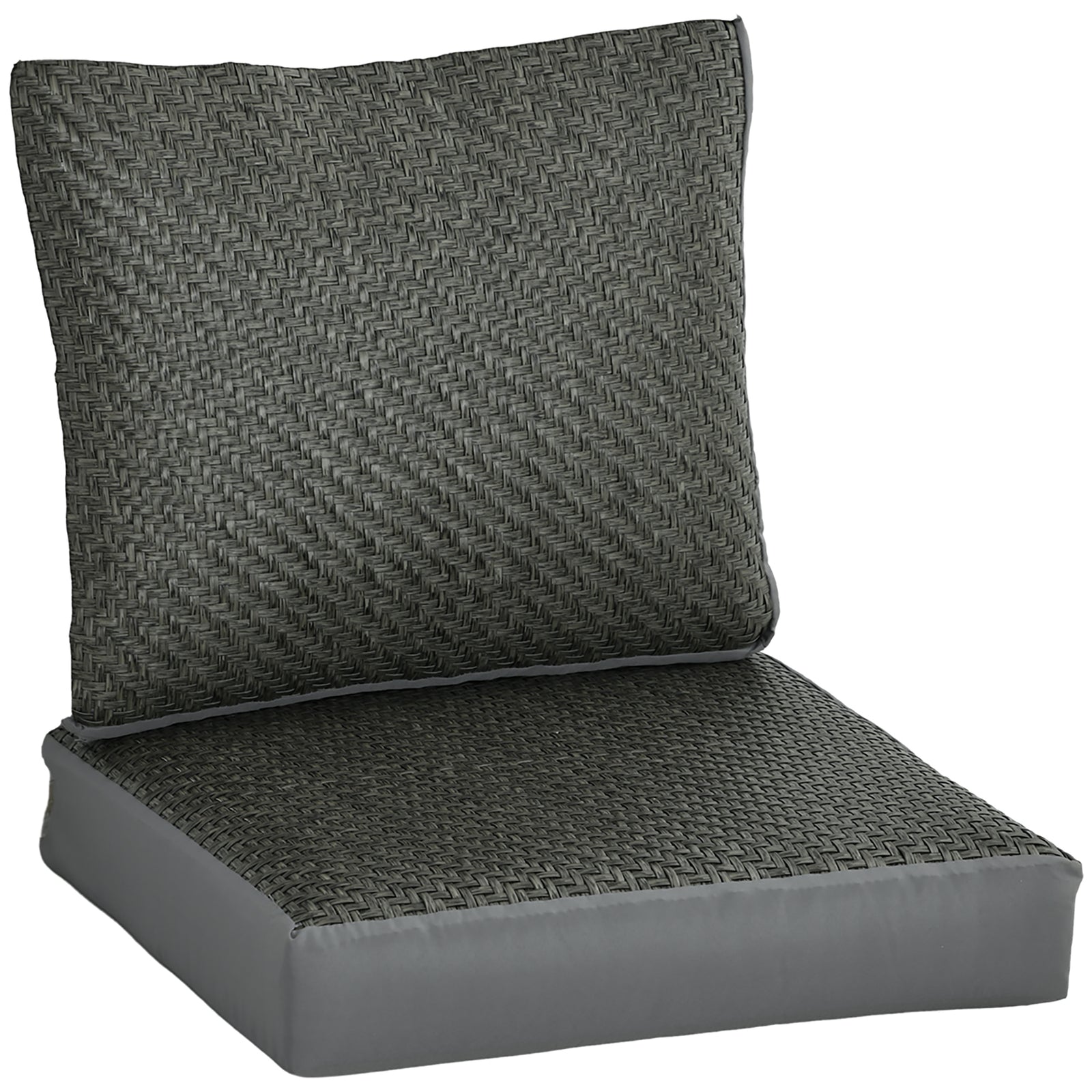 2 Fabric And Pe Rattan Replacement Back And Seat Cushions