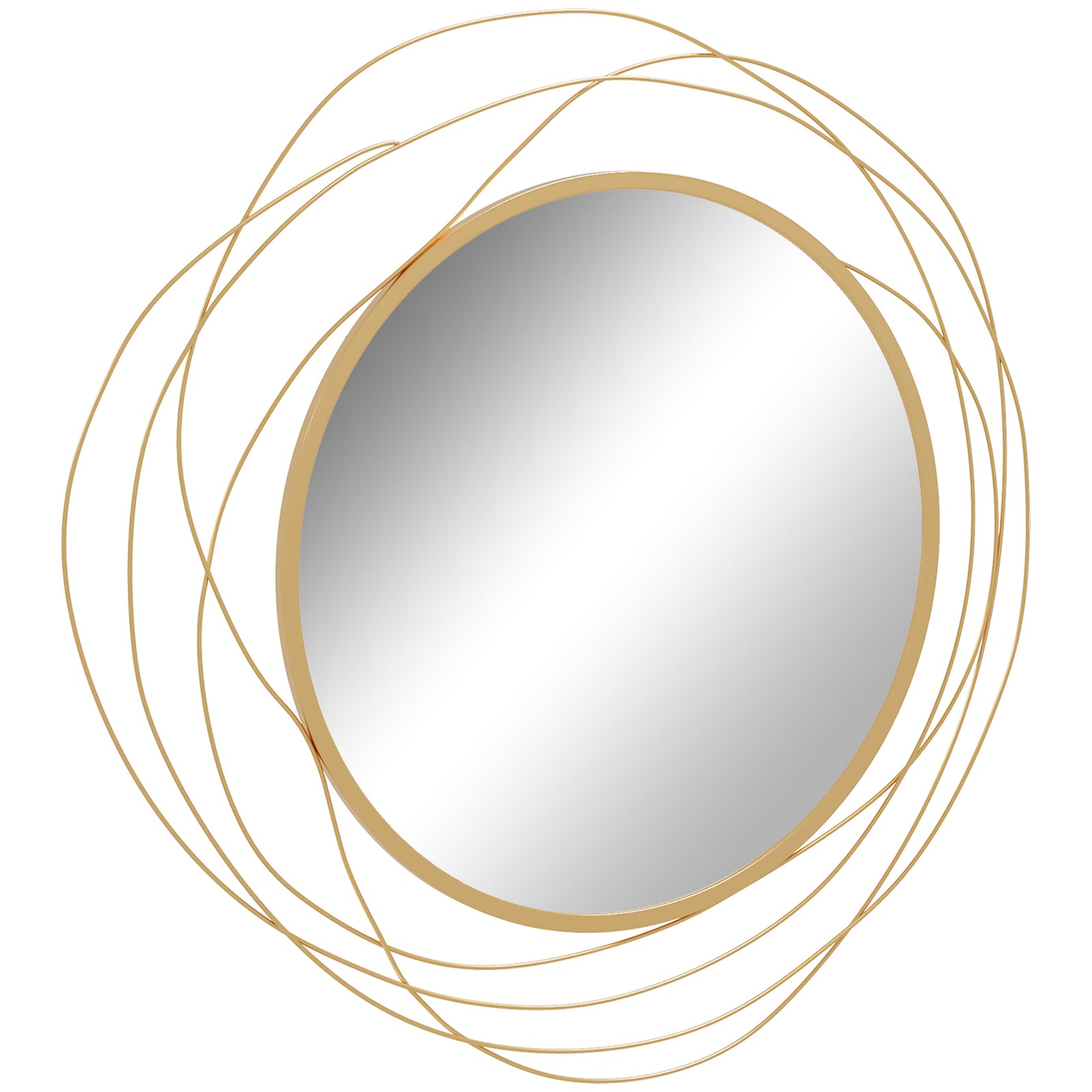 Metal Wall Art 65cm Round Mirror For Living Room | One Size | Gold