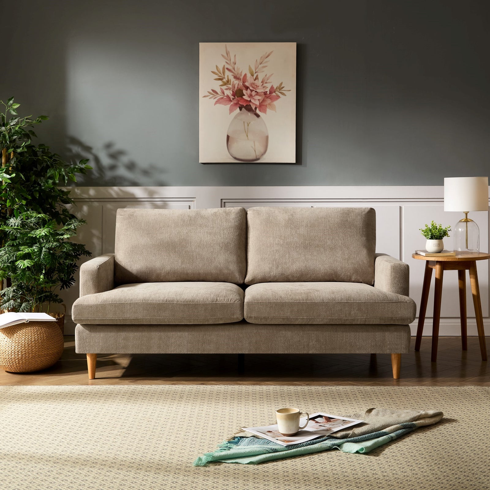 Newsome 3 Seat Fabric Sofa | Light Brown