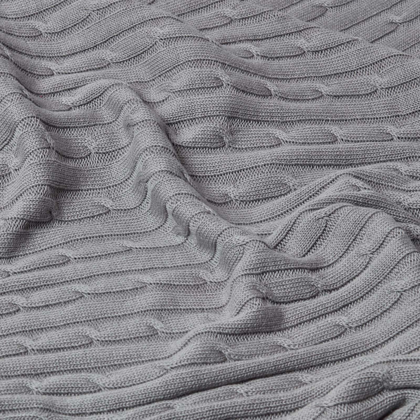 Combed Cotton Cable Knit Throw | 150cm x 200cm | Grey