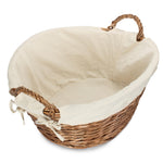 White Cotton Lined Light Steamed Round Laundry Basket | White