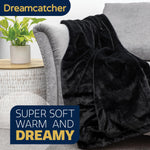 Blanket Throw Soft Faux Fur 160 X 130cm Fleece Overblanket Fluffy Blanket  For Sofa & Beds | L | Black