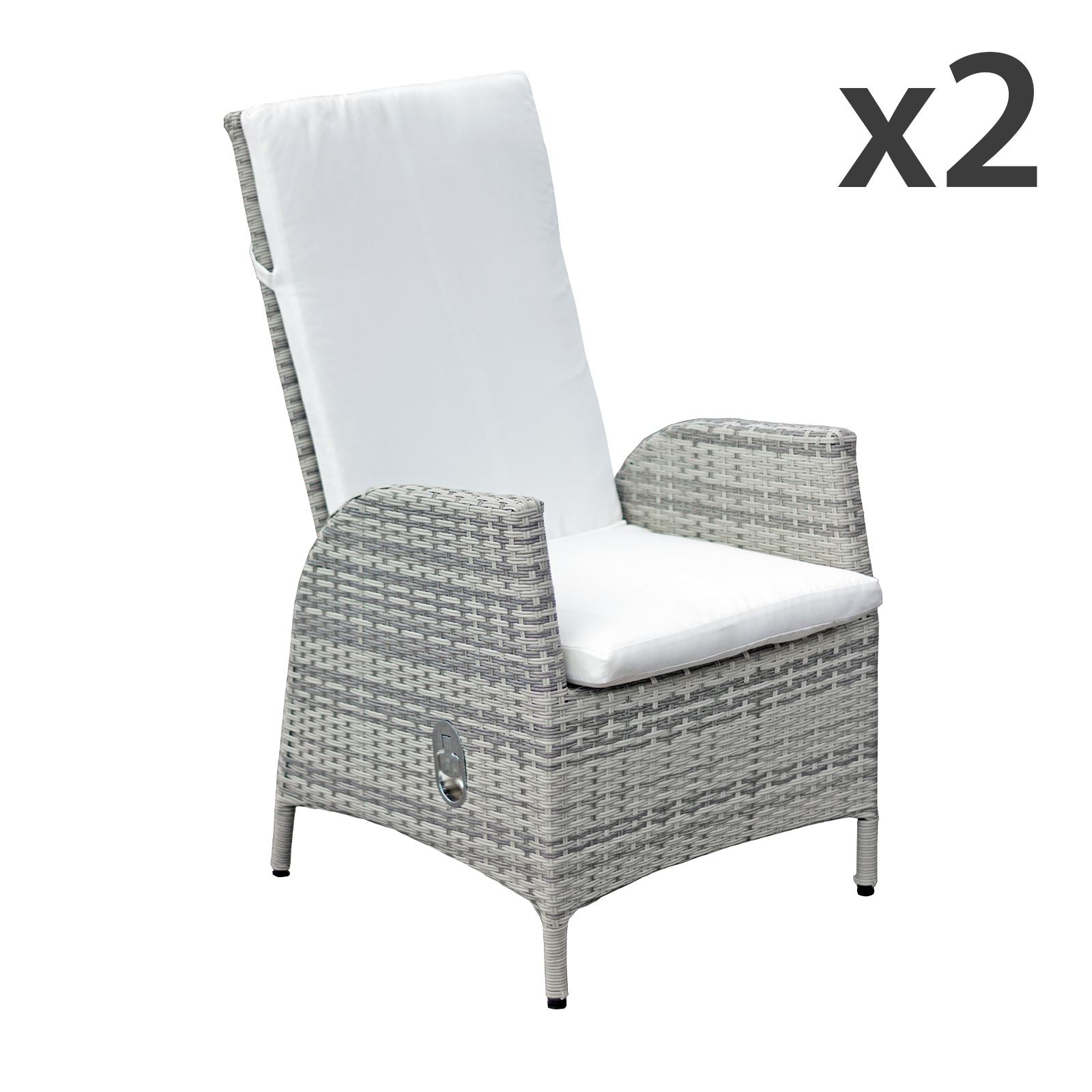 Lisbon Pack Of Rattan Reclining Dining Chairs | Set-of-2 | Mixed Grey