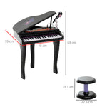 37 Key Musical Mini Piano Electrionic Keyboard Microphone Stool | Black