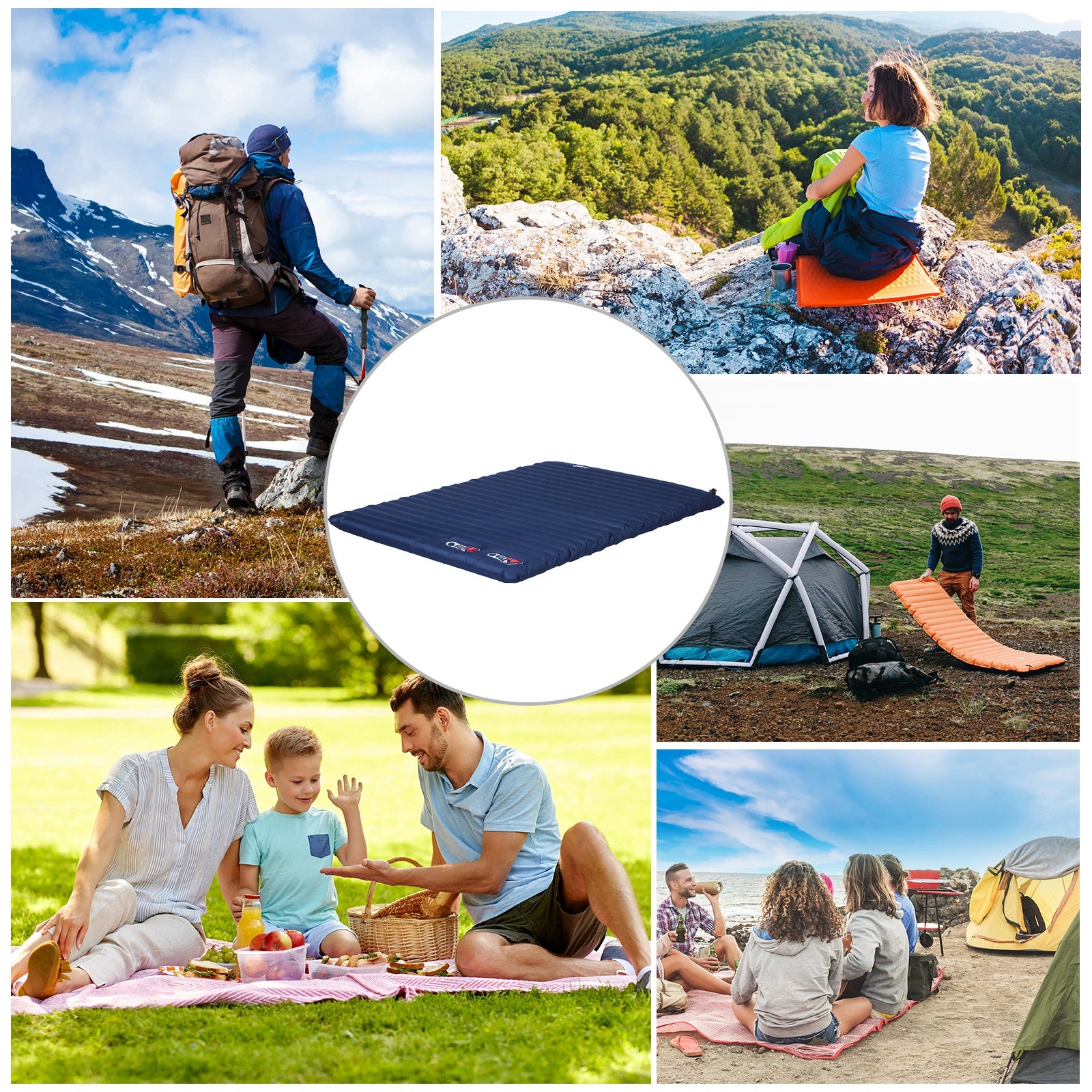 Portable Double Mattress For Camping - Blue | Blue