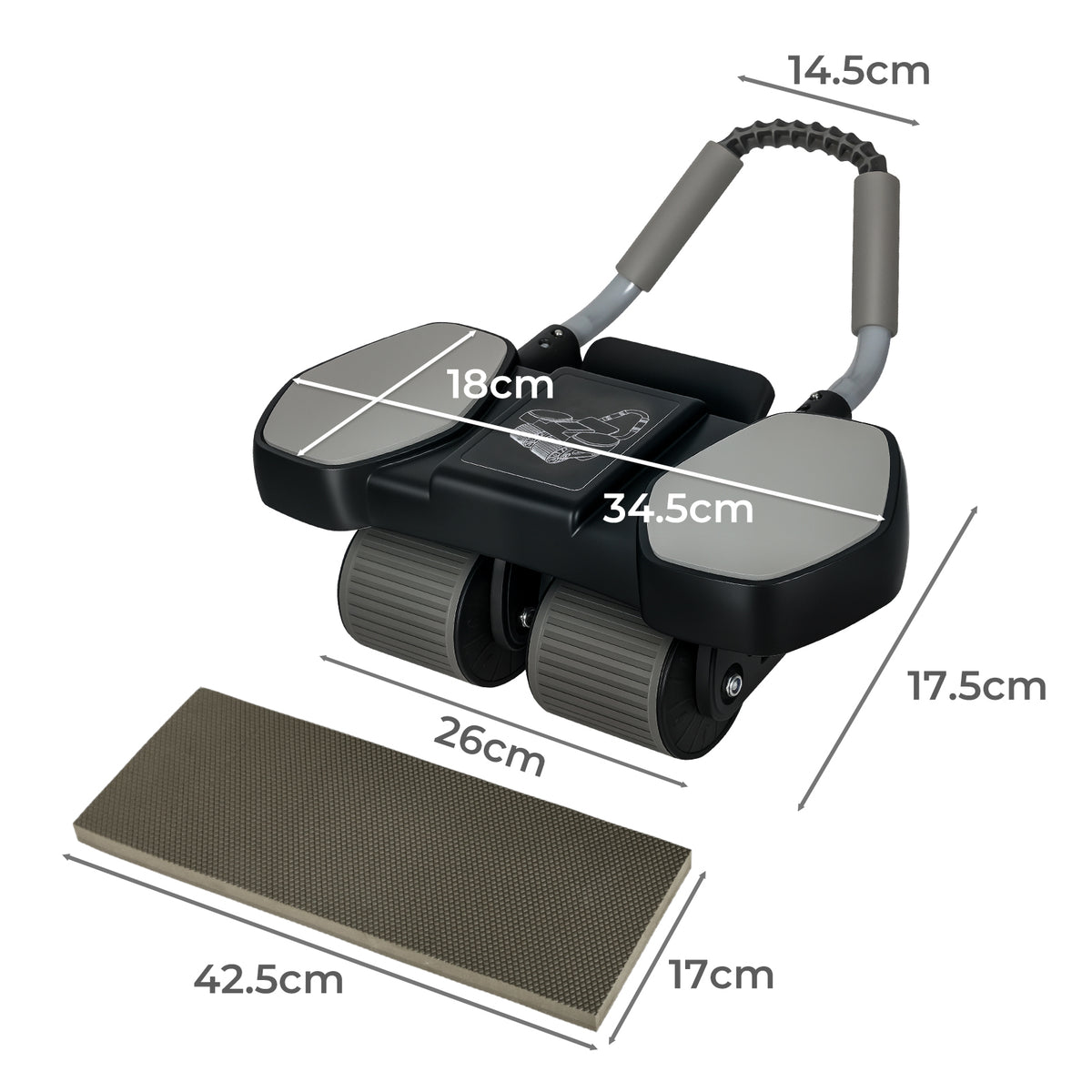 Centra 4-wheels Abdominal Wheel Ab Roller 8 Elbow Support Automatic Rebound