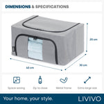Livivo Set Of 3 Large Foldable Fabric Storage Boxes With Viewing Window