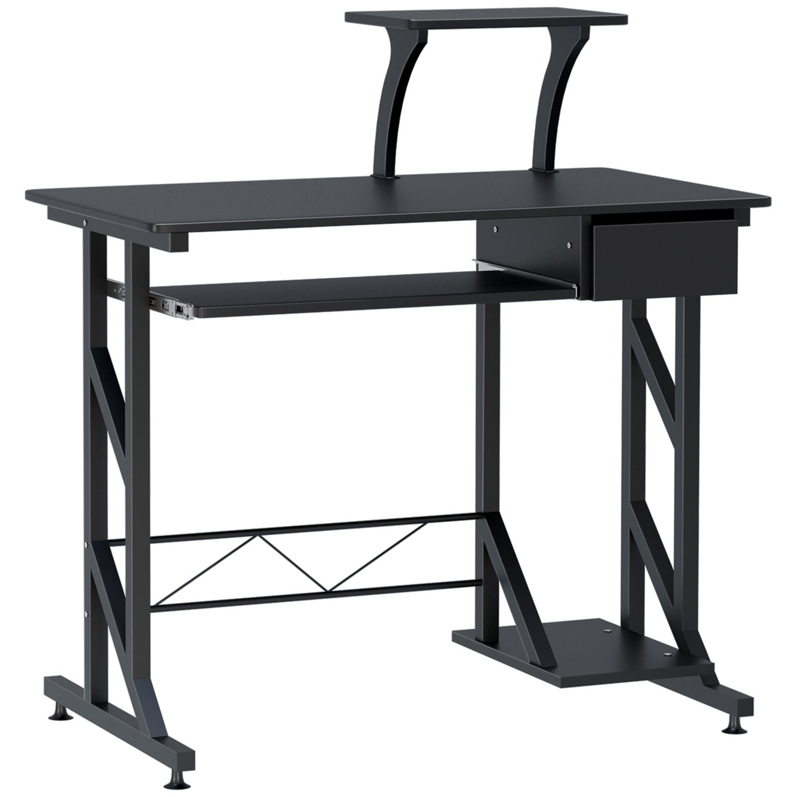 Executive Wooden Desk, Tray Table, Workstation | Black