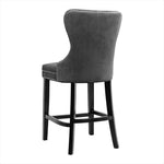 Luxury Velvet Bar Stool With Studded Backrest – Padded Seat, Solid Wood Legs & Footrest