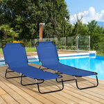 2 Folding Sun Loungers W/ Adjustable Backrest