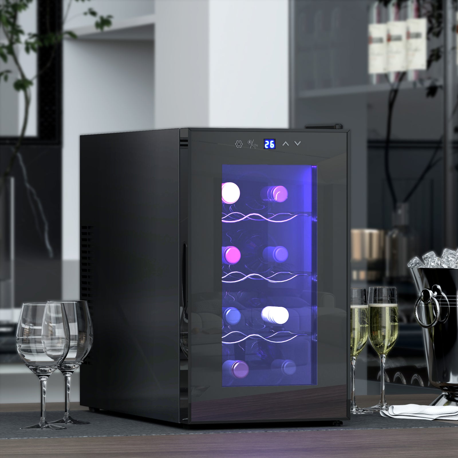 Freestanding Wine Cooler Fridge With 8 Bottle, 21 Litre