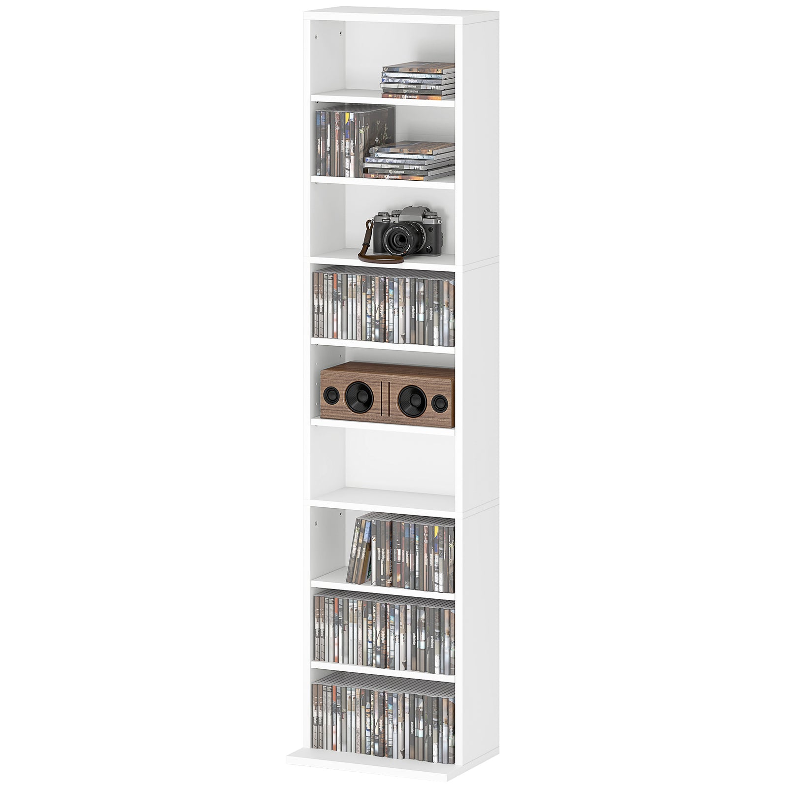 260/640 Cd 120/360 Dvd Storage Tower W/ 9/18 Compartments | Small | White