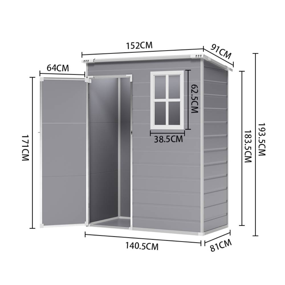 5x3ft Heavy Duty Outdoor Plastic Storage Shed  Waterproof Lockable