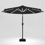 3m Solar Led Patio Umbrella, Outdoor Parasol With 16 Led Tubes, Crank Lift & Push Button Tilt With Fillable Base | One Size | Dark Grey